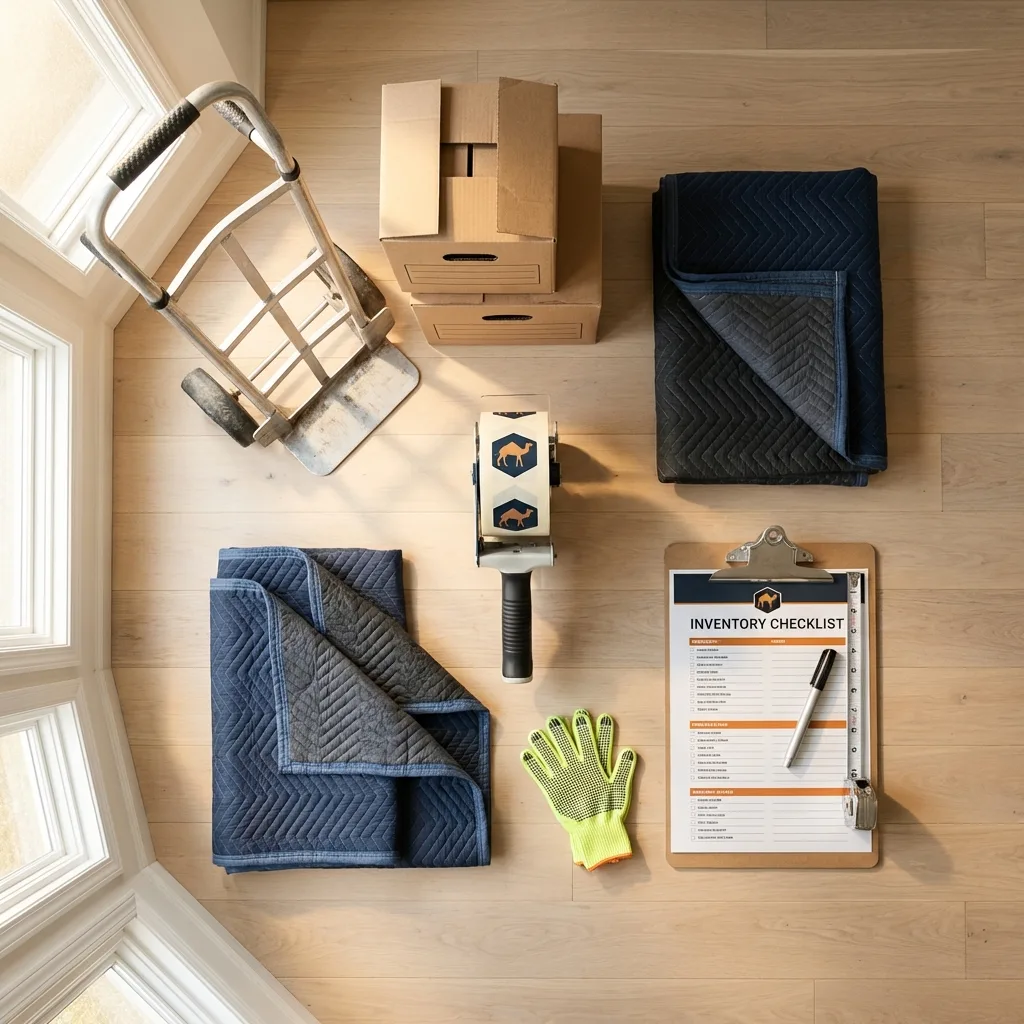 Professional moving supplies and packing materials layout for Smiths Station residential relocations